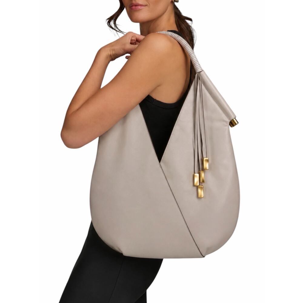 Donna Karan Baldwin Large Shoulder Bag with Pouch Sand White Leather - Picture 2 of 15